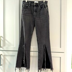Revolve Pistola‎ Washed Black Jeans with Distressed Split Hem size 27